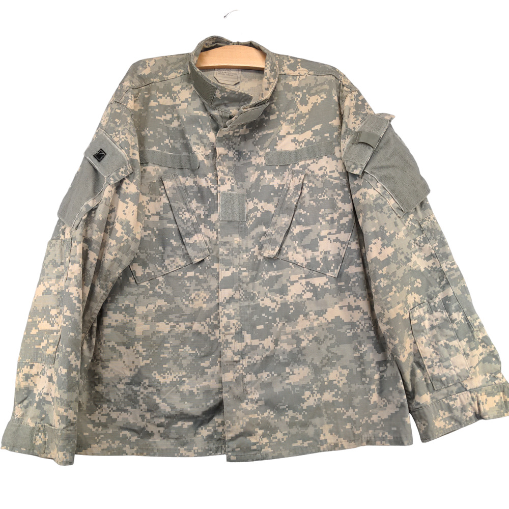 U.S. Army Mens Uniform Shirt Digital Camo Green Tan Size L Pockets